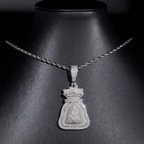 VVS Moissanite Iced Money Bag Pendant 925 Silver