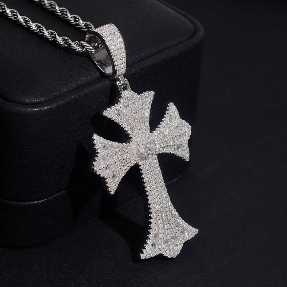 2.3inch 925 Silver VVS Moissanite Cross Pendant