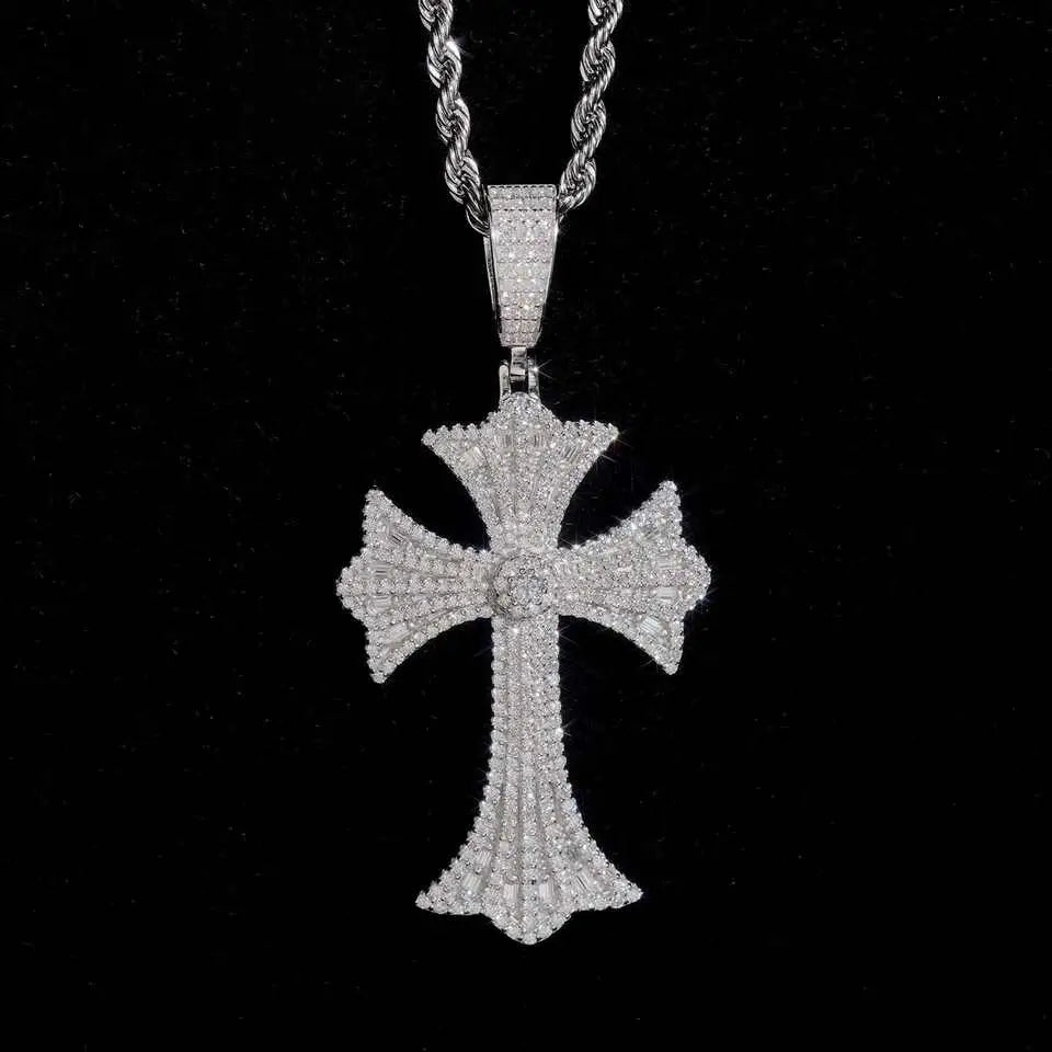 2.3inch 925 Silver VVS Moissanite Cross Pendant