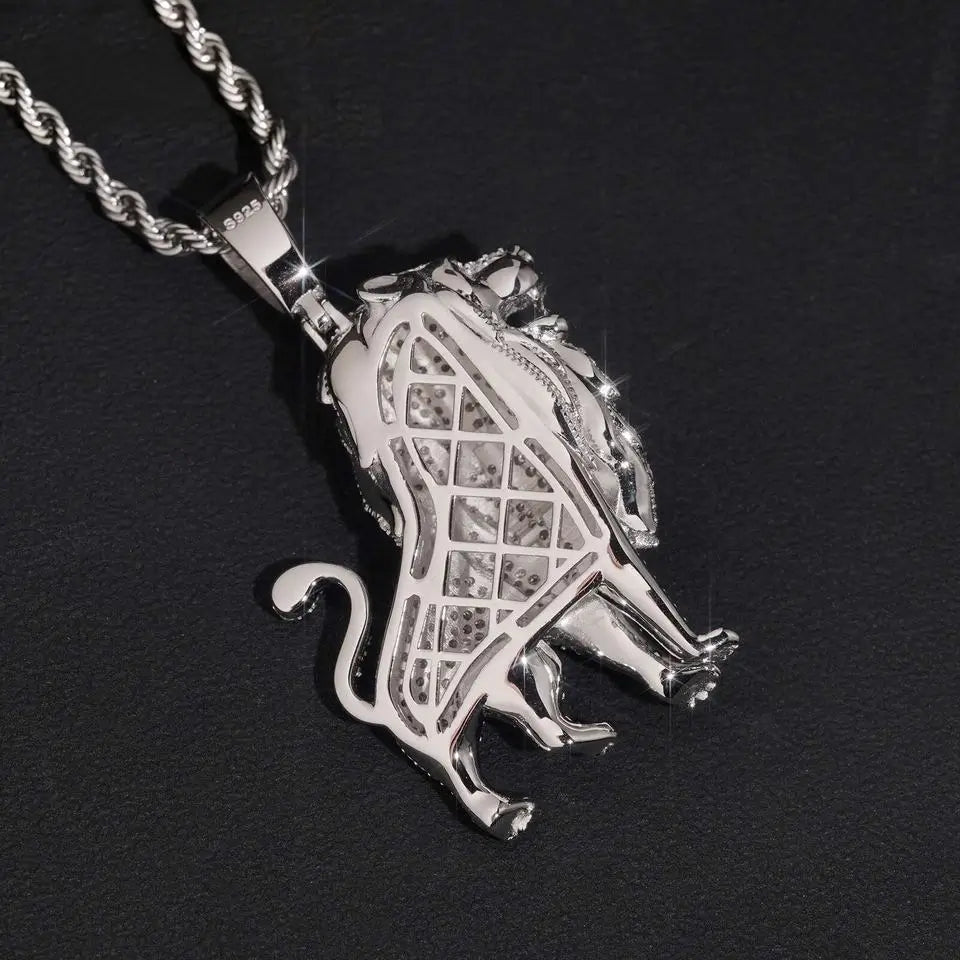 925 Silver Lion VVS Moissanite Pendant