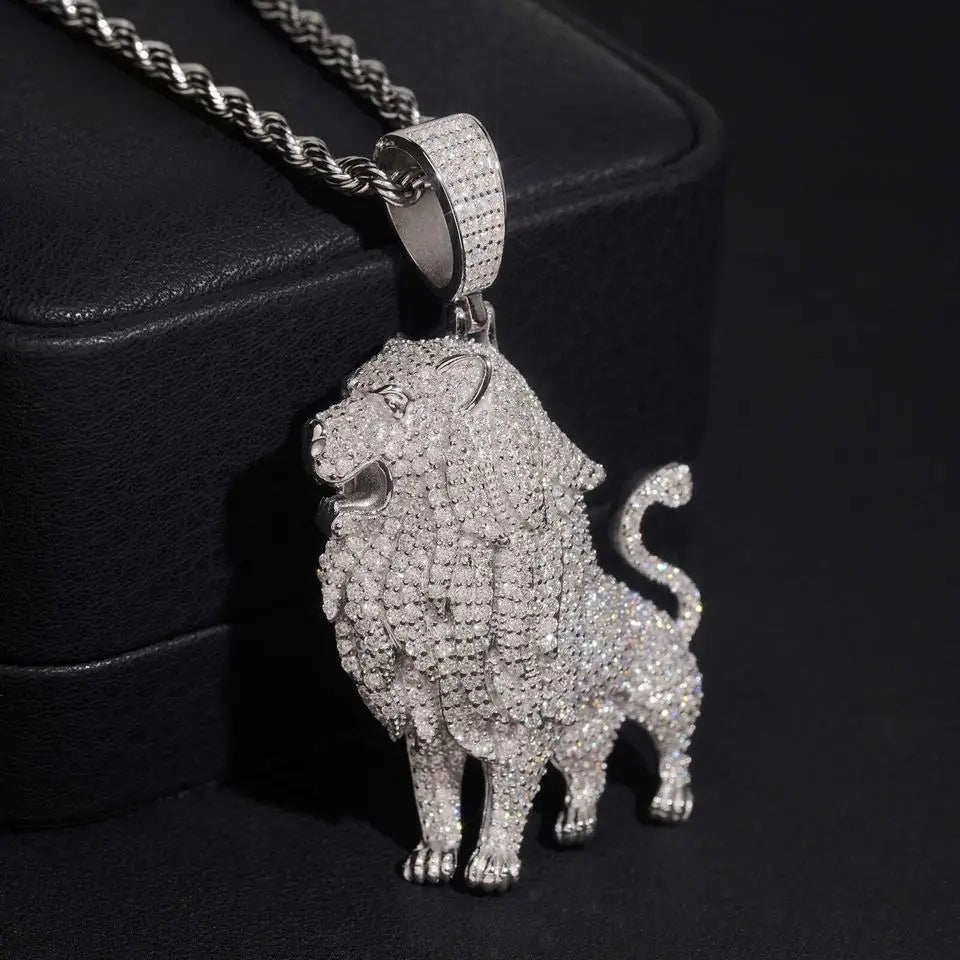 925 Silver Lion VVS Moissanite Pendant