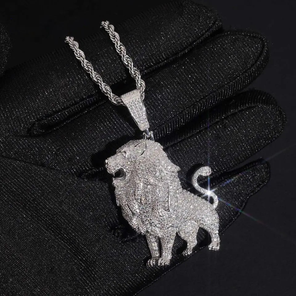 925 Silver Lion VVS Moissanite Pendant