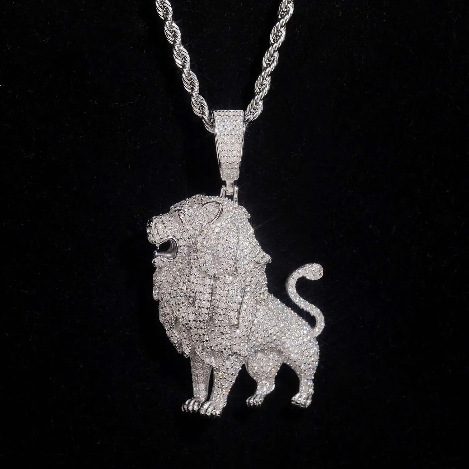 925 Silver Lion VVS Moissanite Pendant