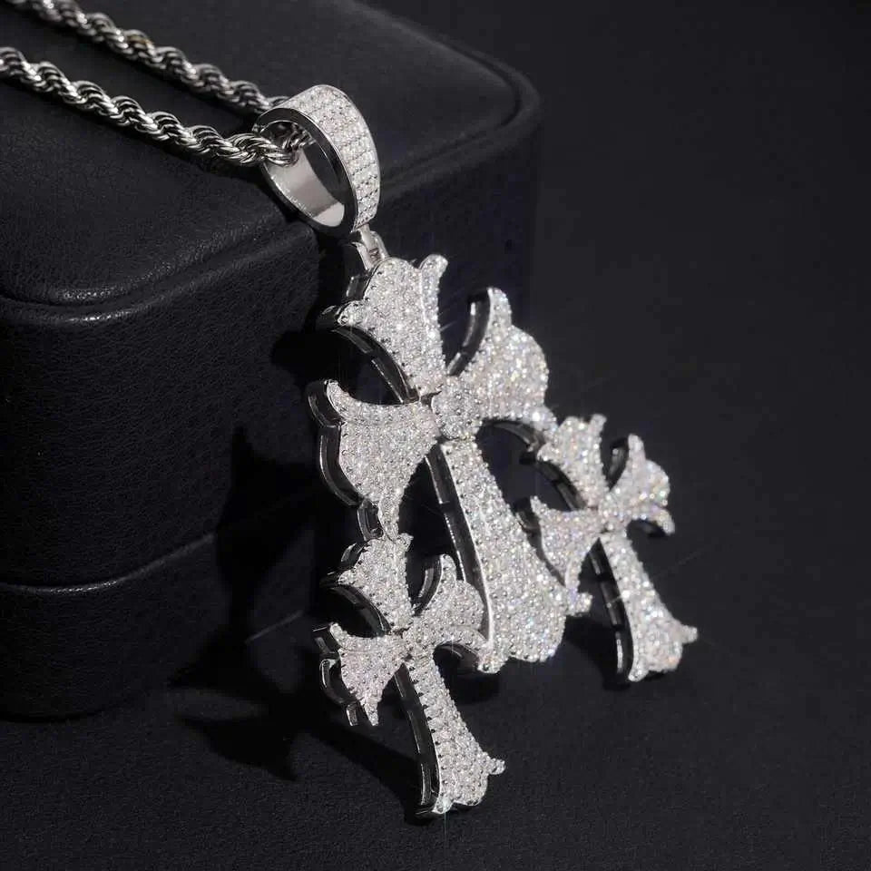 VVS Moissanite Three Cross Pendant