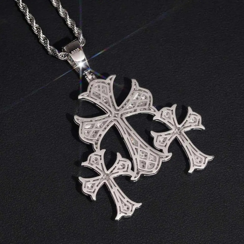 VVS Moissanite Three Cross Pendant