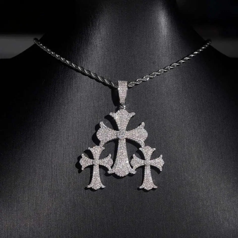 VVS Moissanite Three Cross Pendant Secondary image