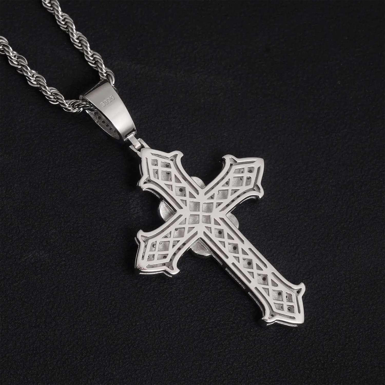 VVS Moissanite Gothic Cross Pendant 925 Silver