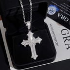 VVS Moissanite Gothic Cross Pendant 925 Silver