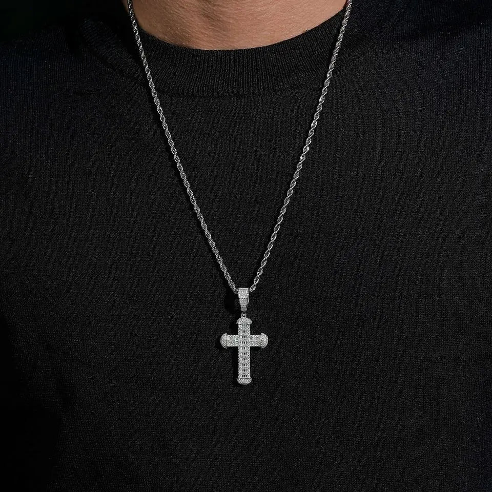 2inch VVS Moissanite Cross Pendant 925 Silver