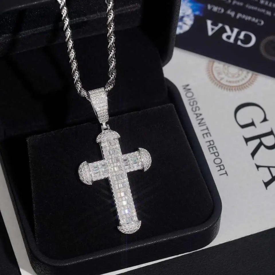 2inch VVS Moissanite Cross Pendant 925 Silver