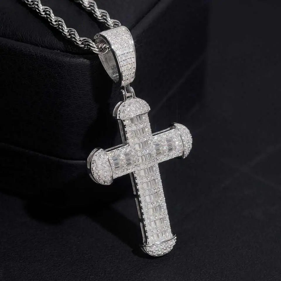 2inch VVS Moissanite Cross Pendant 925 Silver