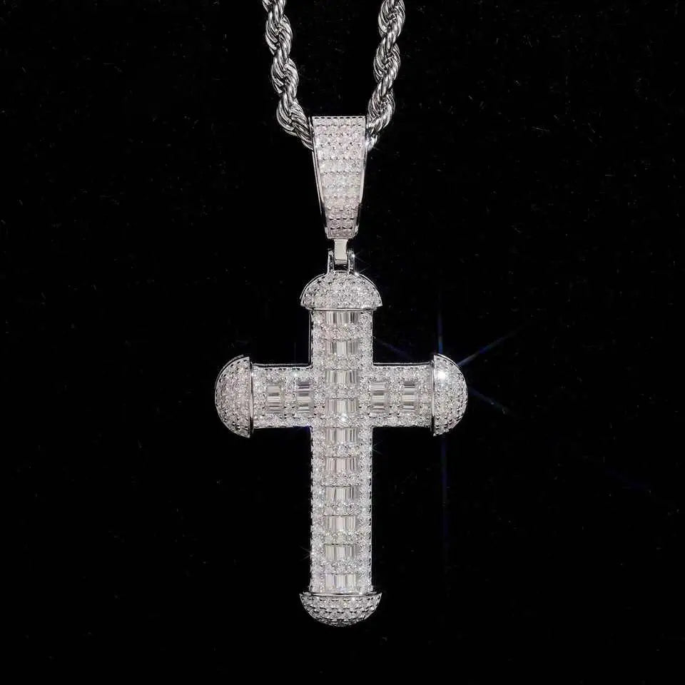2inch VVS Moissanite Cross Pendant 925 Silver