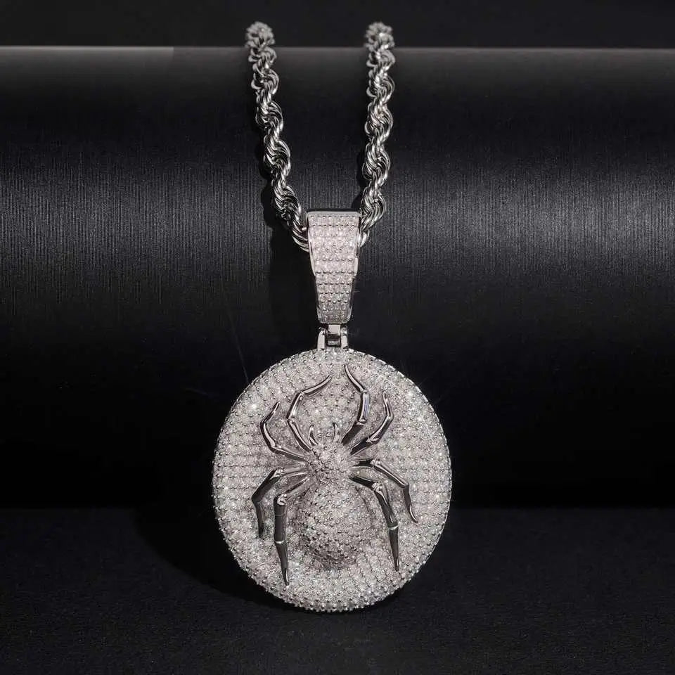 3D Spider VVS Moissanite Pendant 925 Silver