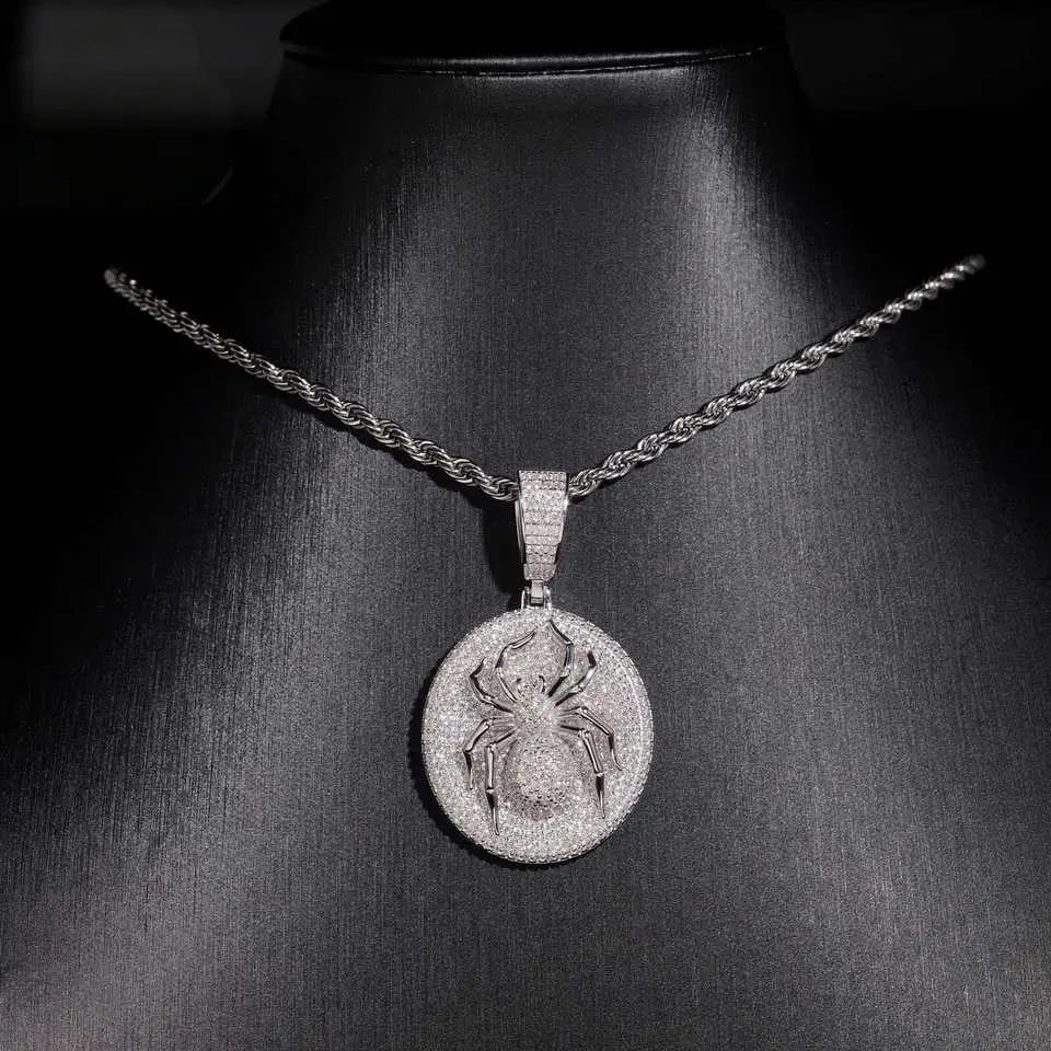 3D Spider VVS Moissanite Pendant 925 Silver