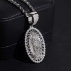 Oval Shaped VVS Moissanite Virgin Mary Religious Pendant 925 Silver