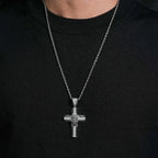 Jesus Head VVS Moissanite Cross Pendant 925 Silver