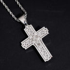 Jesus Head VVS Moissanite Cross Pendant 925 Silver