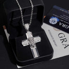 Jesus Head VVS Moissanite Cross Pendant 925 Silver