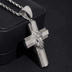 Jesus Head VVS Moissanite Cross Pendant 925 Silver