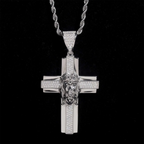 Jesus Head VVS Moissanite Cross Pendant 925 Silver