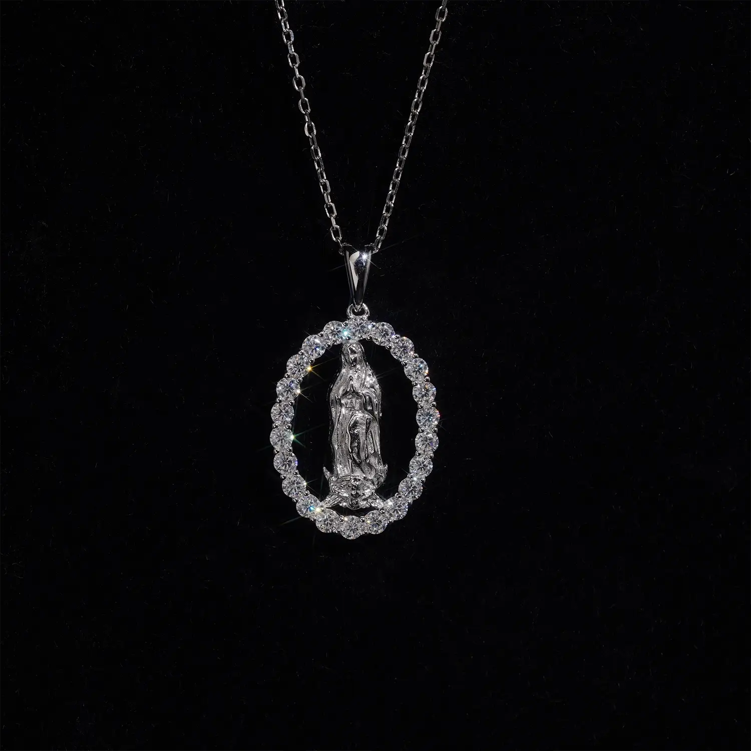 VVS Moissanite Virgin Mary Pendant 925 Silver