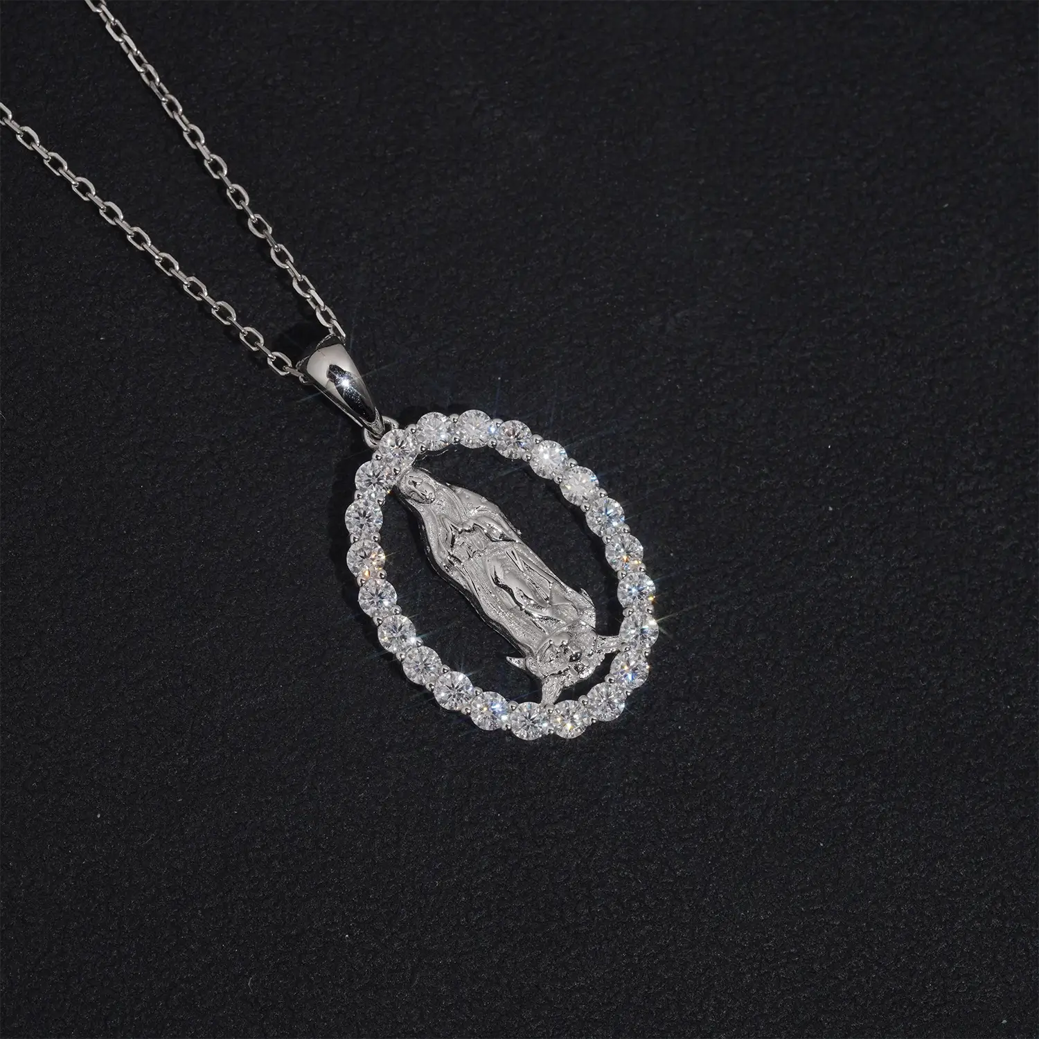 VVS Moissanite Virgin Mary Pendant 925 Silver