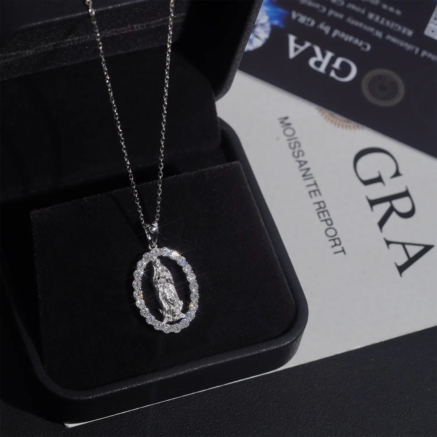 VVS Moissanite Virgin Mary Pendant 925 Silver