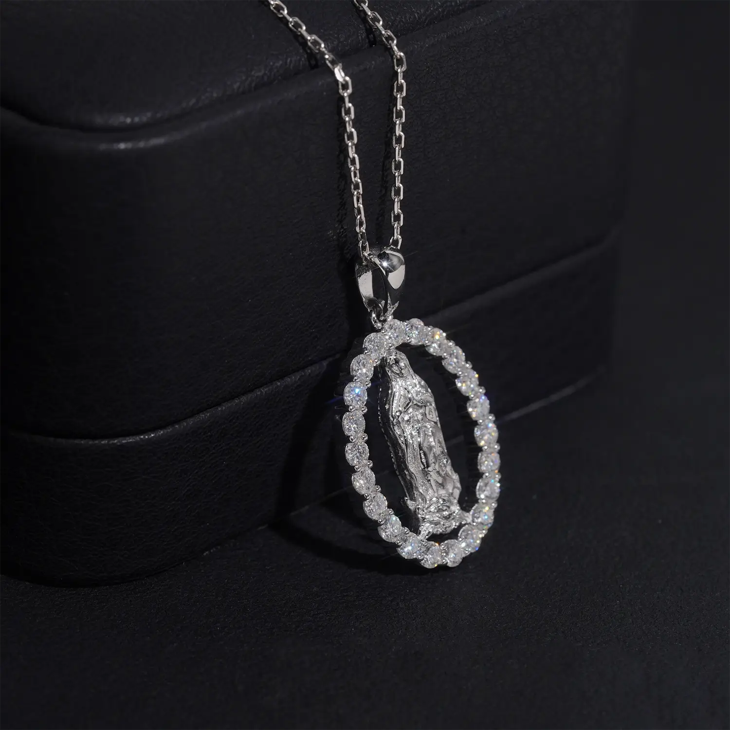 VVS Moissanite Virgin Mary Pendant 925 Silver