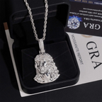 VVS Moissanite Jesus Head Pendant 925 Silver