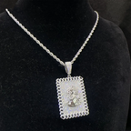 925 Silver Jesus Rectangle Plate VVS Moissanite Pendant