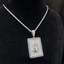 925 Silver Jesus Rectangle Plate VVS Moissanite Pendant
