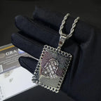 925 Silver Jesus Rectangle Plate VVS Moissanite Pendant