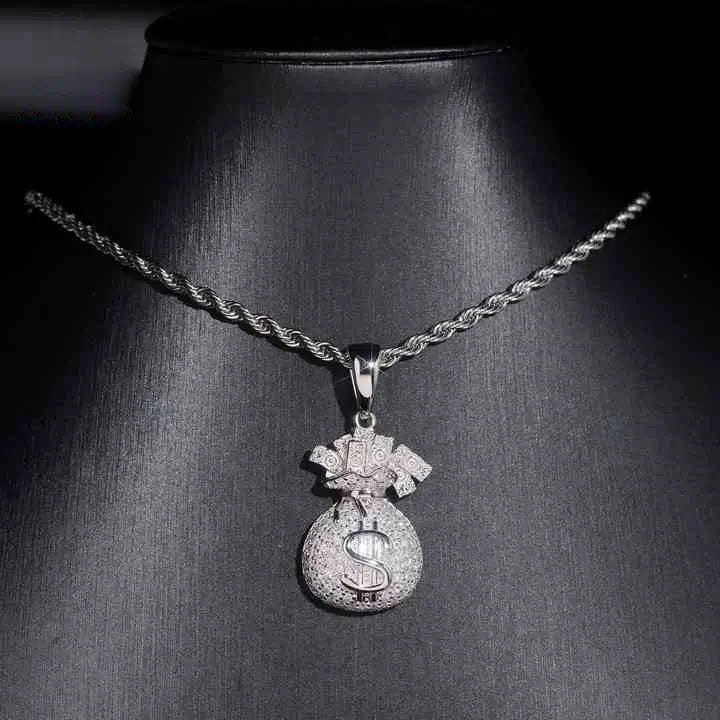 Iced Out Dollar Bag VVS Moissanite Pendant Secondary image