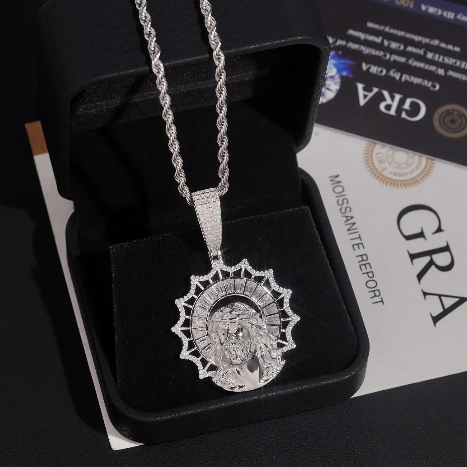 Halo God VVS Moissanite Iced Out Jesus Pendant