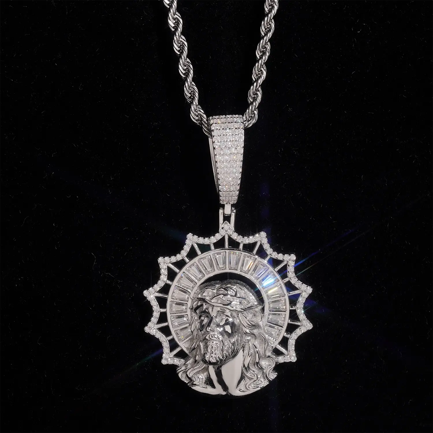 Halo God VVS Moissanite Iced Out Jesus Pendant