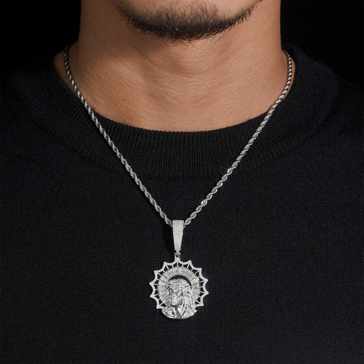 Halo God VVS Moissanite Iced Out Jesus Pendant Main image