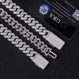 GL 15mm 4 Rows Cuban Link Chain Hiphop Iced Out 5A+ Diamond 14K Gold Plated