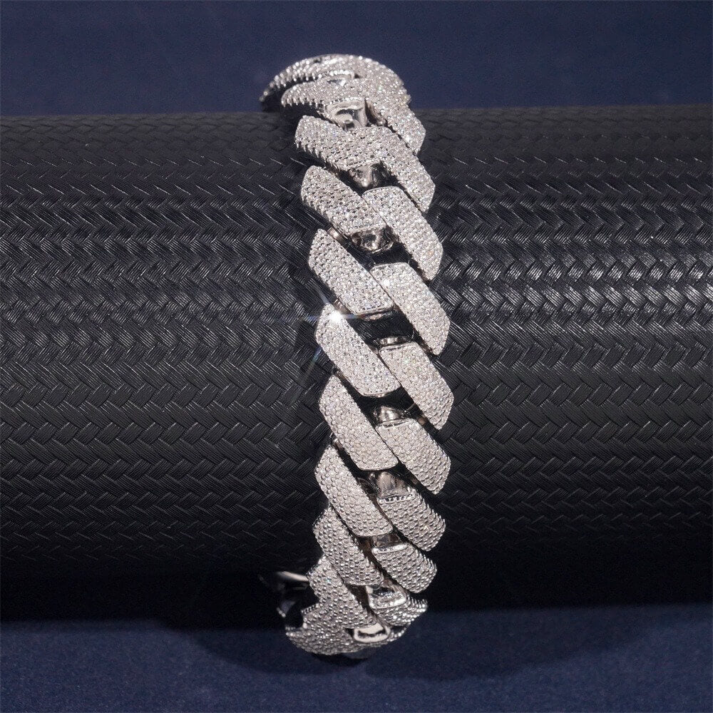 GL 15mm 4 Rows Cuban Link Chain Hiphop Iced Out 5A+ Diamond 14K Gold Plated