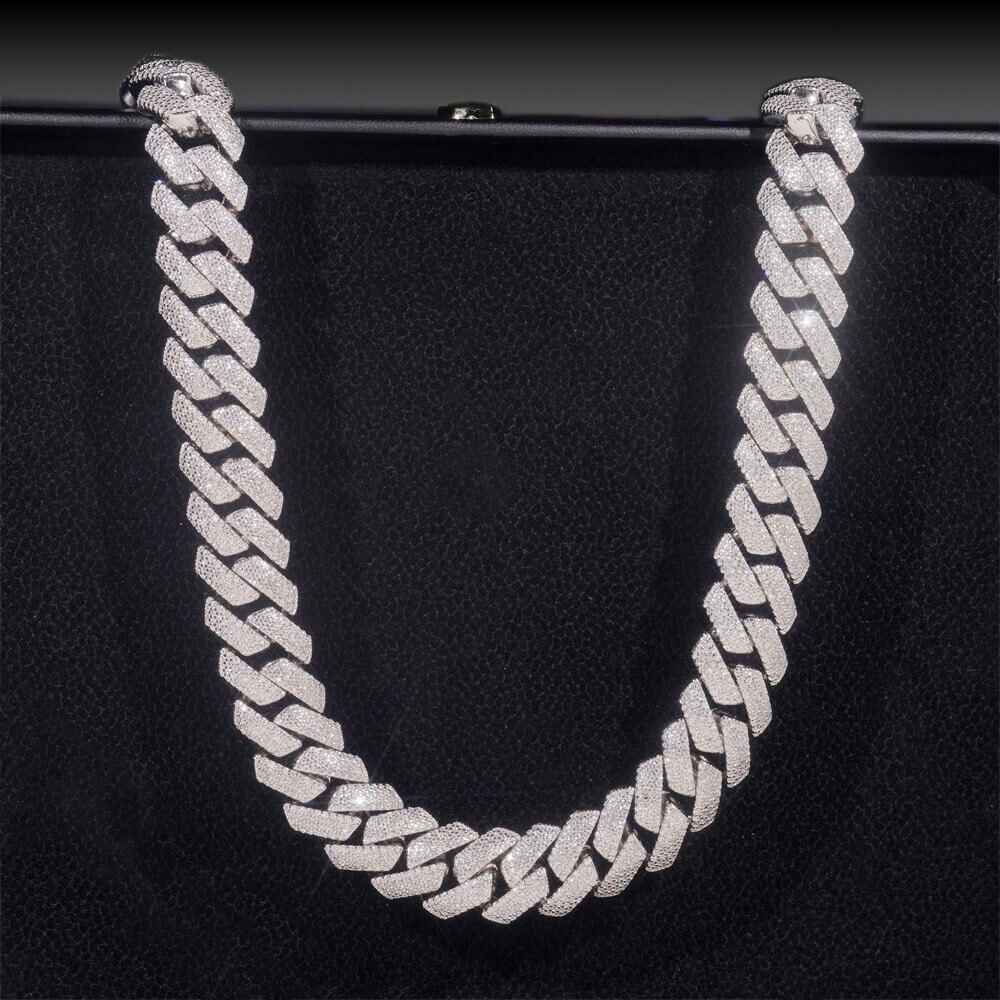 GL 15mm 4 Rows Cuban Link Chain Hiphop Iced Out 5A+ Diamond 14K Gold Plated