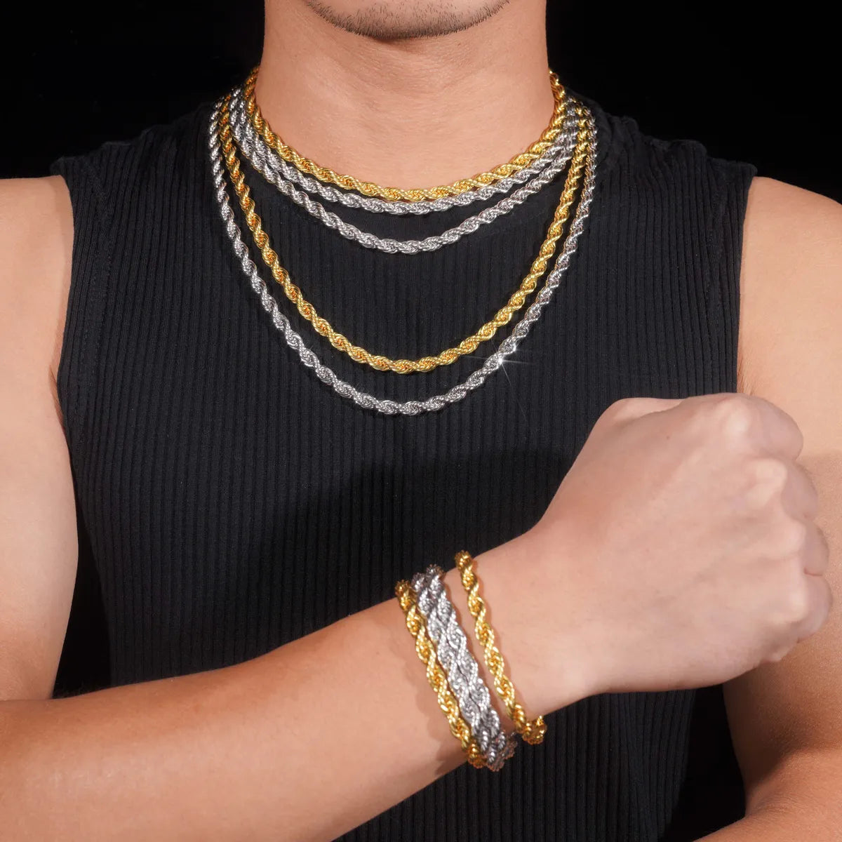 6MM Rope Chain VVS Moissanite Clasp Stainless Steel Hauptbild