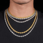 6MM Rope Chain VVS Moissanite Clasp Stainless Steel