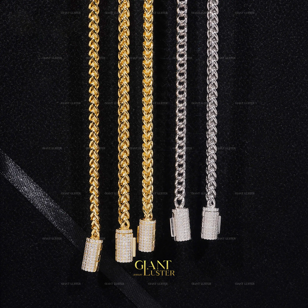 GL 4mm Stainless Steel Silver Moissanite Button End Cuban Chain