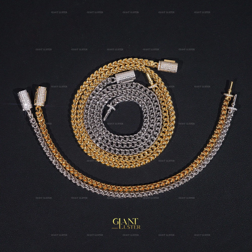 GL 4mm Stainless Steel Silver Moissanite Button End Cuban Chain