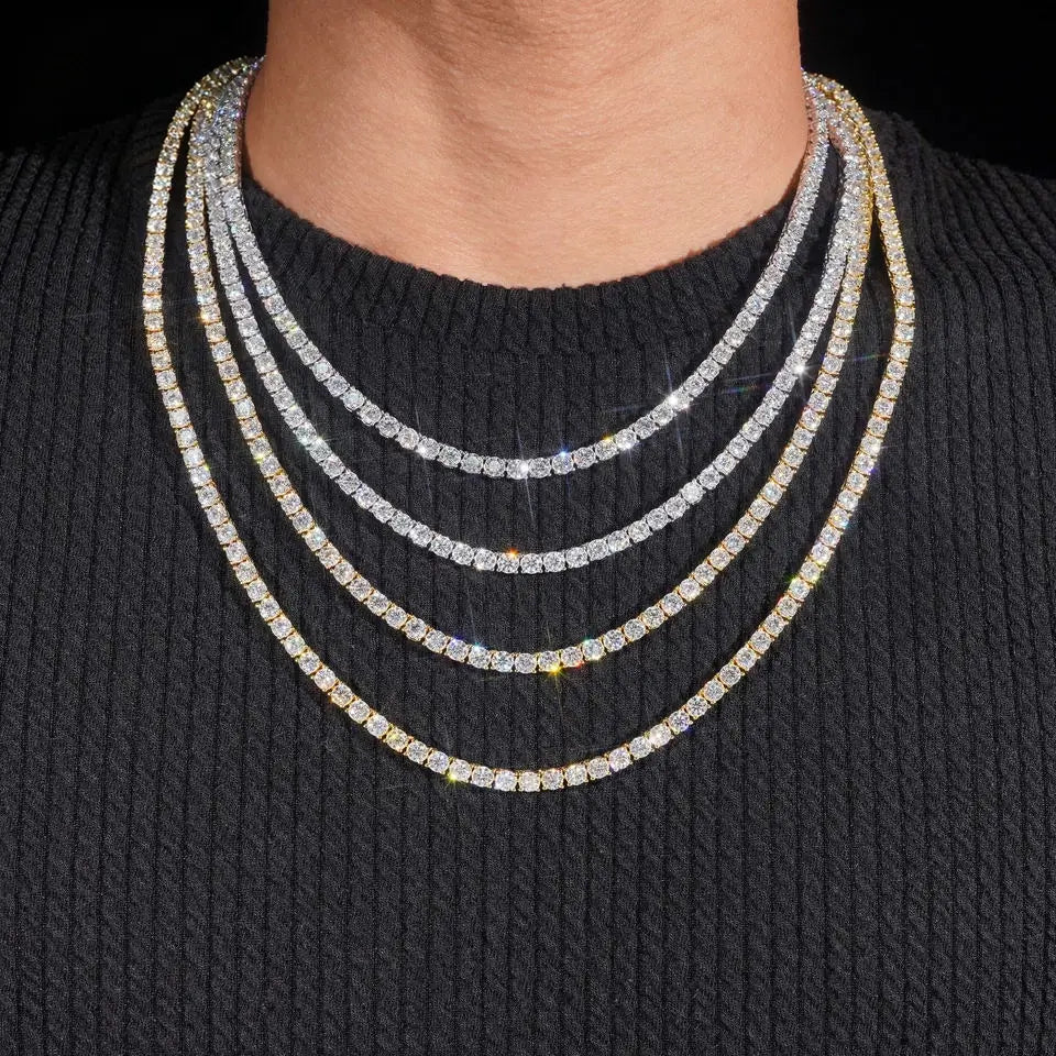 3MM 4MM 5MM VVS Moissanite Reverse Tennis Chain