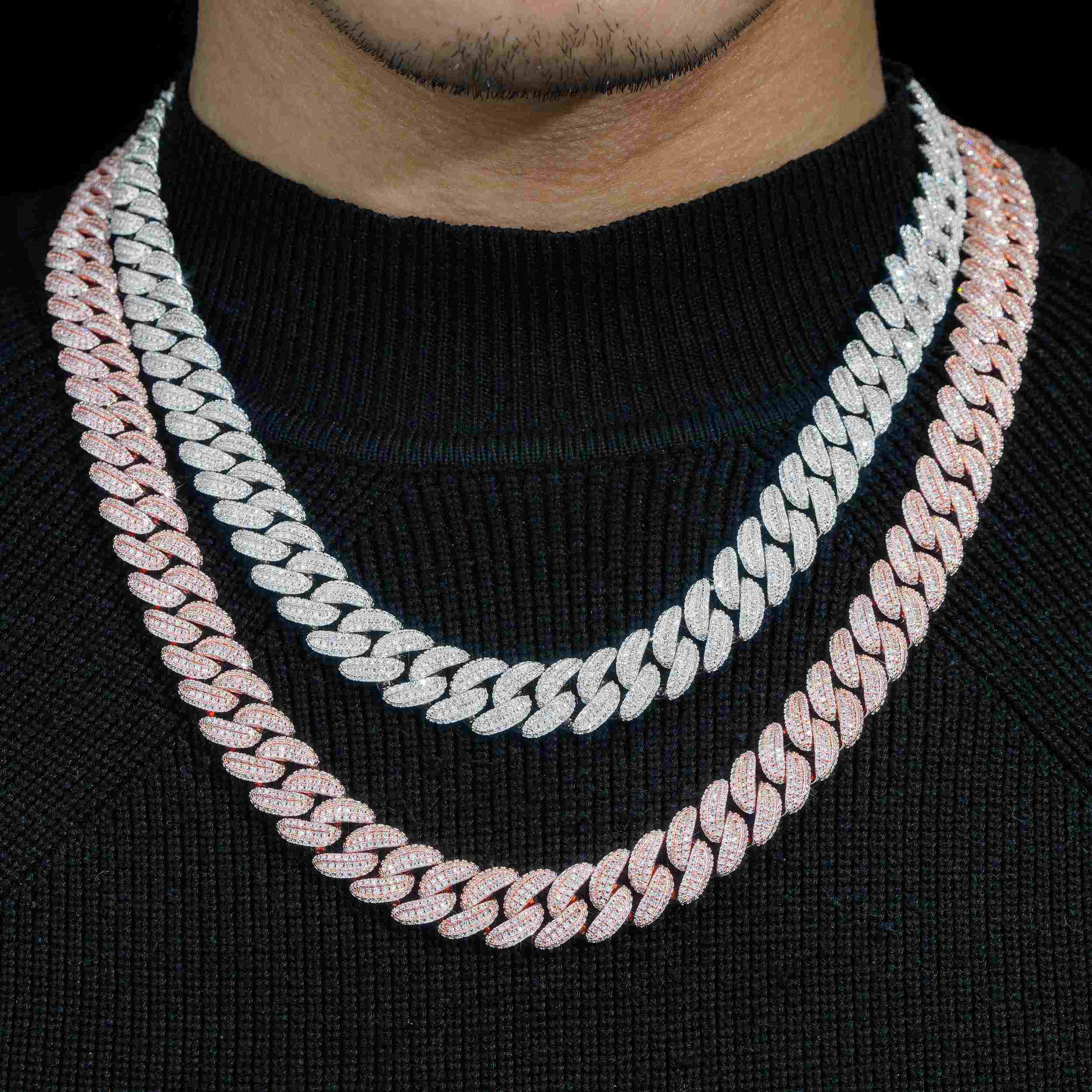 13MM S925 Silver Round Cut VVS Moissanite Miami Cuban Link Chain Secondary image