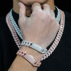 13MM S925 Silver Round Cut VVS Moissanite Miami Cuban Link Chain