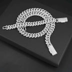 13MM S925 Silver Round Cut VVS Moissanite Miami Cuban Link Chain