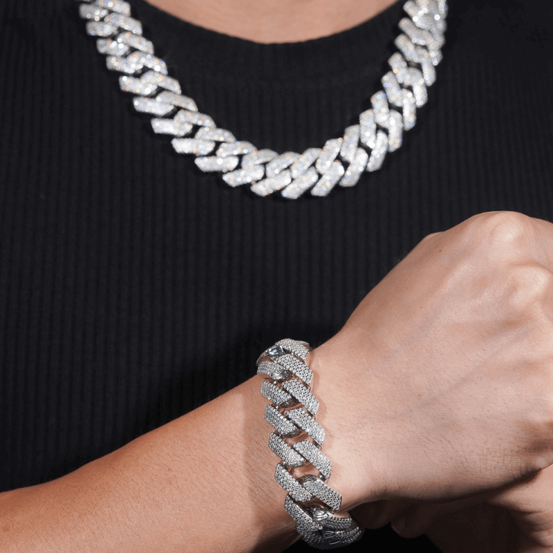 GL 20mm 4 Rows Cuban Link Chain Hiphop Iced Out 5A+ Diamond 14K Gold Plated