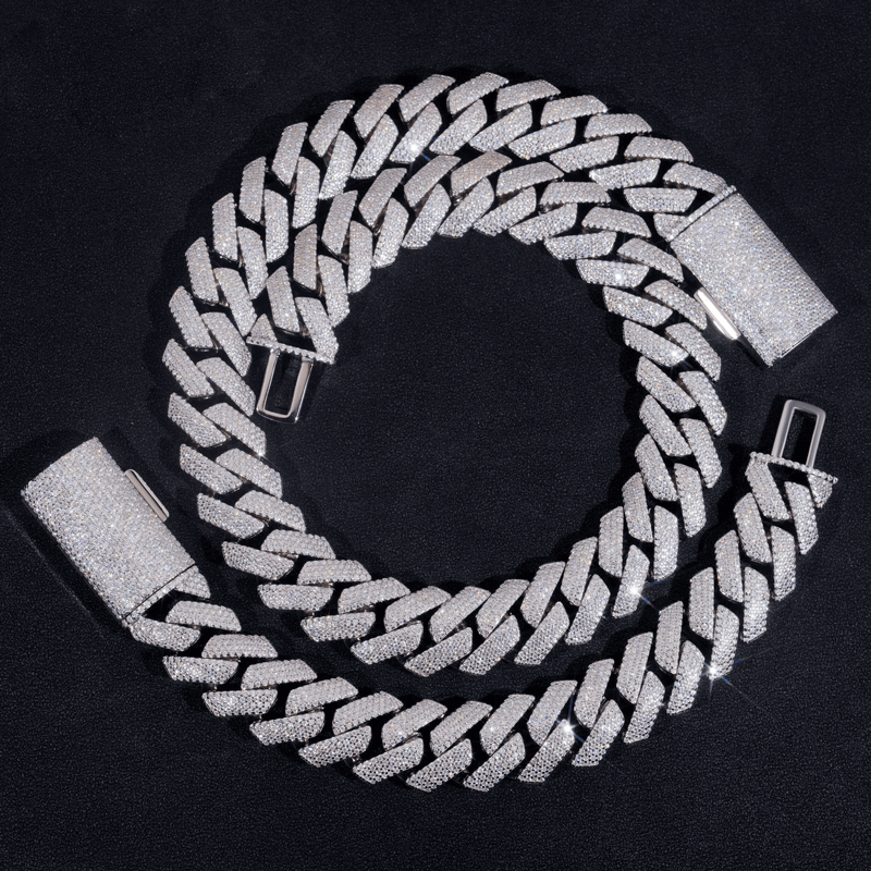 GL 20mm 4 Rows Cuban Link Chain Hiphop Iced Out 5A+ Diamond 14K Gold Plated