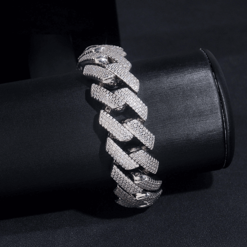 GL 20mm 4 Rows Cuban Link Chain Hiphop Iced Out 5A+ Diamond 14K Gold Plated